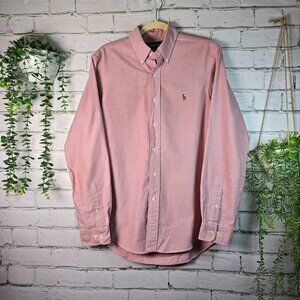 RALPH LAUREN BLUE LABEL LONG SLEEVE BUTTON DOWN CUSTOM FIT RED 15 1/2